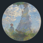 Sticker Rond Claude Monet - Une femme avec une oeuvre de paraso<br><div class="desc">Claude Monet - Une femme avec une oeuvre de parasol</div>