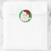 Sticker Rond Clause de Noël classique traditionnel (Sac)