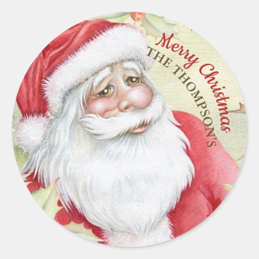 Sticker Rond Clause Santa aquarelle (Devant)