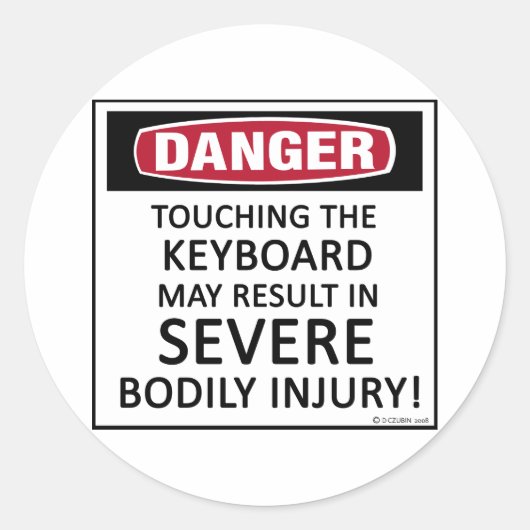 Sticker Rond Clavier de danger (Devant)