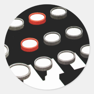 Sticker Rond Clavier de machine à écrire ancienne de style rétr