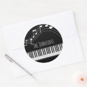 Sticker Rond Clavier de piano et notes musicales (Enveloppe)