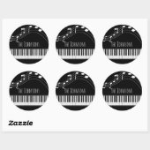 Sticker Rond Clavier de piano et notes musicales (Feuille)