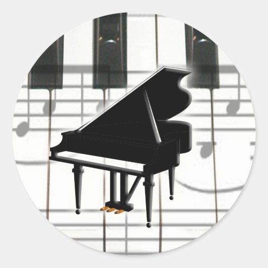 Sticker Rond Clavier et notes du grand piano (Devant)