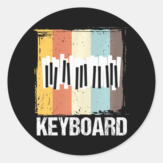 Sticker Rond Clavier Pianiste Retro Clavier Piano Player (Devant)