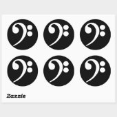 Sticker Rond Clé de basse blanche (Feuille)