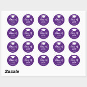 Sticker Rond Clé de graduation simple violet et blanc (Feuille)
