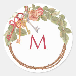 Sticker Rond Clé et couronne monogrammes