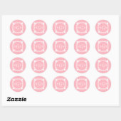 Sticker Rond Clé Grecque Blanc Rose #2 encadrée 3 pouces Monogr (Feuille)