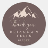 Sticker Rond Clear Mountain Country Merci Mariage Faveur (Devant)