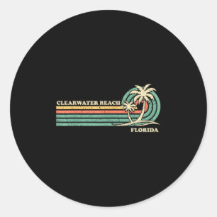 Sticker Rond Clearwater Beach Floride Été Vintage Famille Vac
