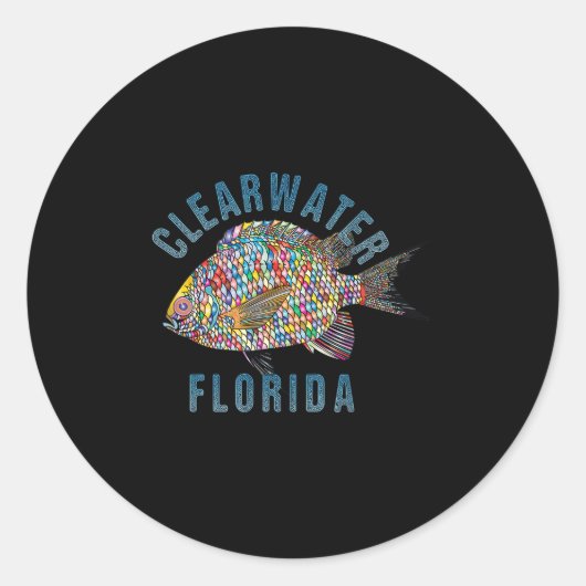 Sticker Rond Clearwater, Floride Beach Design _ Illust souvenir (Devant)
