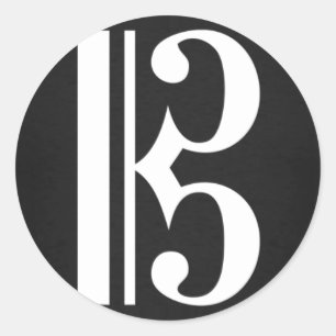 Sticker Rond Clef d'alto dans l'autocollant noir