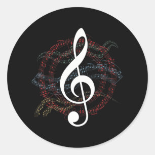 Sticker Rond Clef Musical Notes Choir Chorus Choral Music