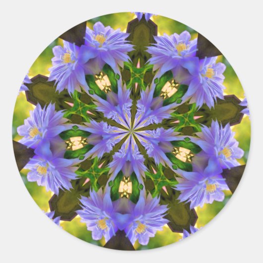 Sticker Rond Clematis Abstrait Flower Art (Devant)