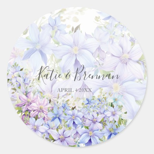 Sticker Rond Clematis élégant Periwinkle (Devant)
