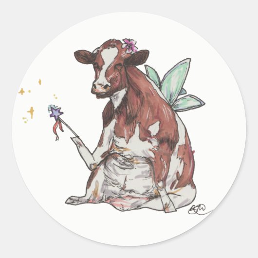 Sticker Rond Clémentine la vache fée (Devant)