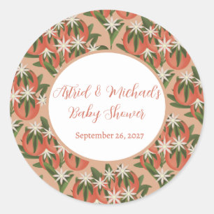 Sticker Rond Clémentine Little Cutie  Baby shower à thème Citru