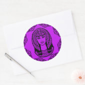 Sticker Rond Cléopâtre égyptien sur violet décoratif (Enveloppe)