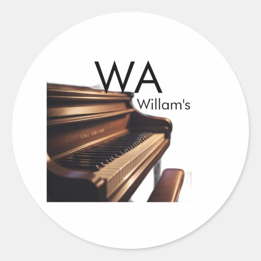 Sticker Rond Clés de table de piano en bois Brown nom monogramm (Devant)