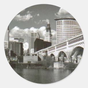 Sticker Rond Cleveland Ohio noir et blanc