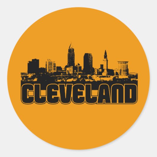 Sticker Rond Cleveland Skyline (Devant)