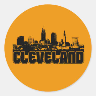 Sticker Rond Cleveland Skyline