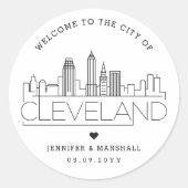 Sticker Rond Cleveland Skyline | Message de bienvenue du Mariag (Devant)