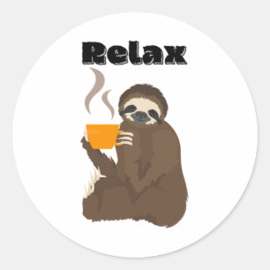 Sticker Rond Clever Relax Sloth Premium