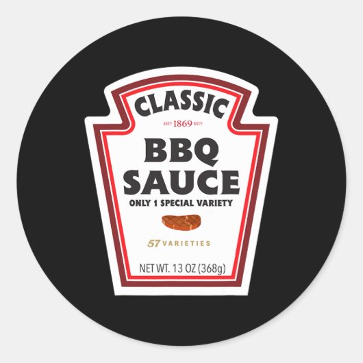 Sticker Rond Clic Bbq Sauce Bottle Label Funny Halloween Costum (Devant)