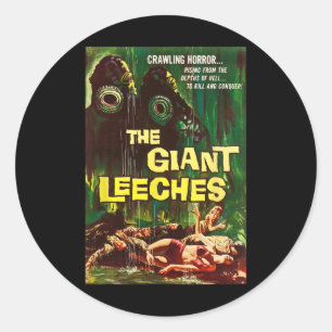 Sticker Rond Clic de sangsues géantes Halloween Monster Poster 