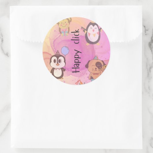 Sticker Rond clic heureux (Sac)