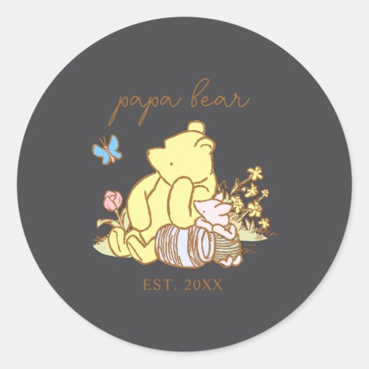 Sticker Rond Clic Papa Bear New Dad (Devant)