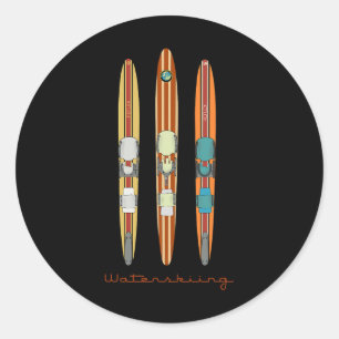 Sticker Rond Clic Skis d'eau Vintage