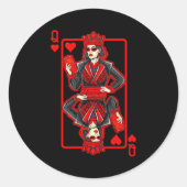 Sticker Rond Clic Whimsical Queen Of Hearts Sungles Playing Car (Devant)