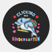 Sticker Rond Clicking Into Kindergarten Dolphin Back To School (Devant)