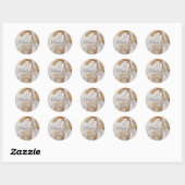Sticker Rond Client en marbre blanc et or merci (Feuille)