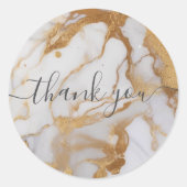 Sticker Rond Client en marbre blanc et or merci (Devant)