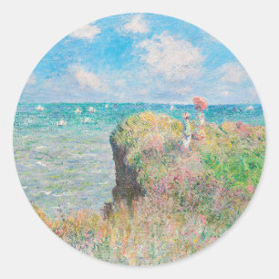 Sticker Rond Cliff Walk à Pourville par Claude Monet