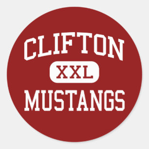 Sticker Rond Clifton - mustangs - haut - New Jersey de Clifton