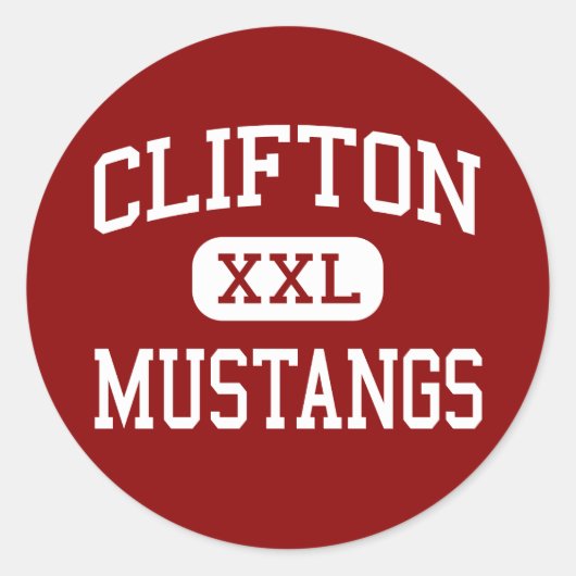 Sticker Rond Clifton - Mustangs - High - Clifton New Jersey (Devant)