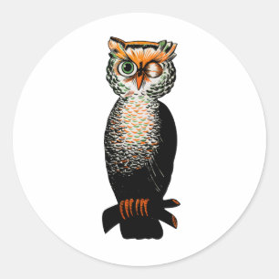 Sticker Rond Cligner de l'oeil le hibou