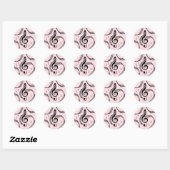 Sticker Rond Climacic G Clef Music Rose (Feuille)
