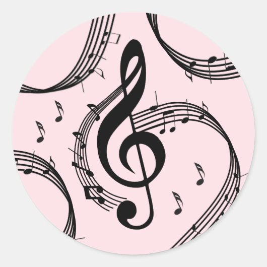 Sticker Rond Climacic G Clef Music Rose (Devant)