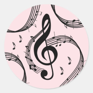 Sticker Rond Climacic G Clef Music Rose