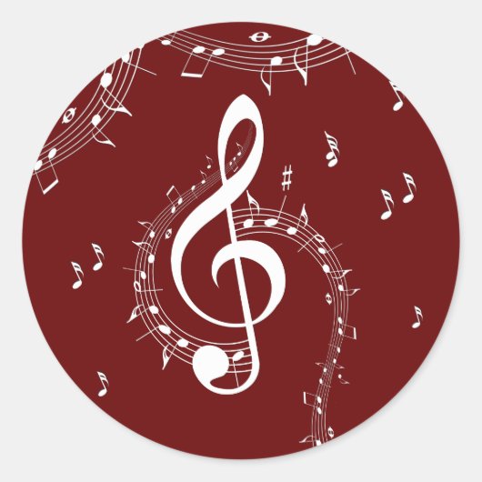 Sticker Rond Climacic G Clef Music Rouge (Devant)
