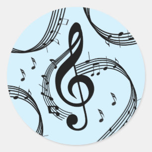 Sticker Rond Climacic G Clef Musique Bleu