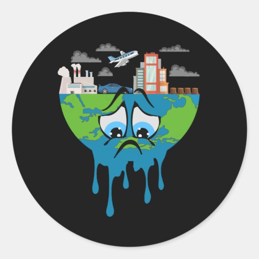 Sticker Rond Climate Change Planet Future Earth CO2 Poison Idea (Devant)