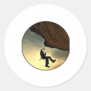 Sticker Rond Climbing mountain man