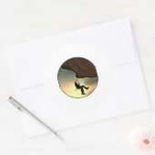 Sticker Rond Climbing mountain man (Enveloppe)